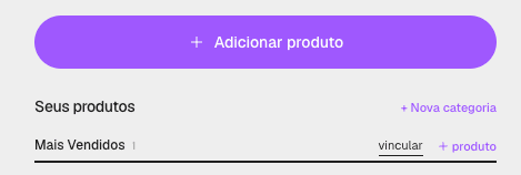 Tela real do painel: botão de adicionar produto e categorias da loja